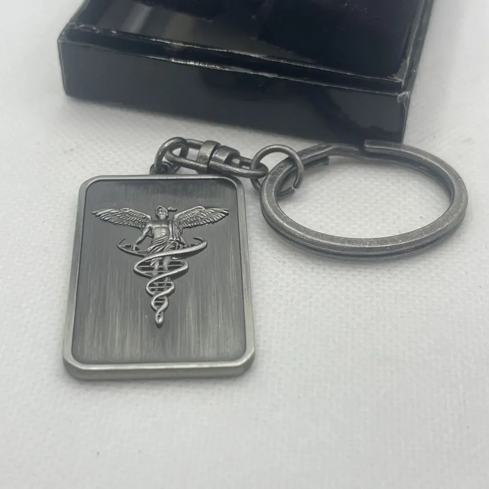 Merck Medicus Pewter Keychain